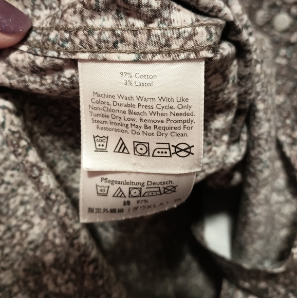 Eddie Bauer Stretch Wrinkle Resistant Button Up Country Floral Camp Shirt Top L - Picture 5 of 7